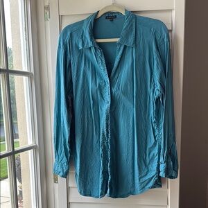Eileen Fisher Blue Long Sleeve Button Down Shirt